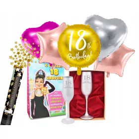    Spezielles Glas + Geburtstagsballons als Geschenk für SIE zum 18. Geburtstag