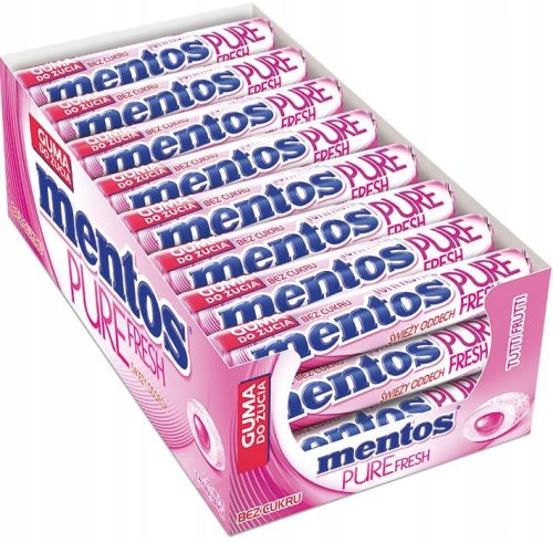 Mentos Pure Fresh Tutti Frutti Kaugummi, 24 Packungen à 15,5g