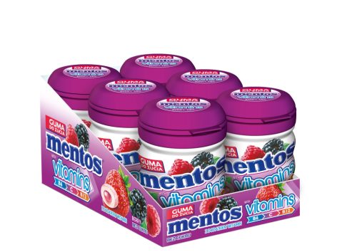 Mentos Vitamin-Kaugummi mit Beeren-Geschmack 6 x 50g