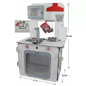    FARBE Holzküche für Kinder, beleuchtet mit LED-Brenner, Ofenzubehör PL