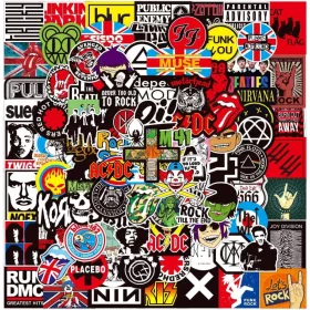    Rock an Roll-Aufkleber für Laptop, 100 Stück, Vinyl, Satz Aufkleber für Seiten