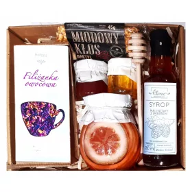    GESCHENKKORB GESCHENK GESCHENK DATE TEE HONIG SIRUP ZITRONE HIMBEERE