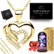  GOLDKETTE HERZ + ROSE GESCHENK FÜR DIE FRAU DER SCHWIEGERMUTTER DER MUTTER DER FREUNDIN