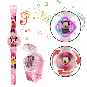    ELEKTRONISCHE UHR MINNIE MOUSE, ÖFFNUNGSZIFFERBLATT, LEUCHTENDE SPIEL-LED