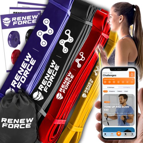  Set mit 4 EXERCISE GUIDES Powerband XL-Widerstandsbändern