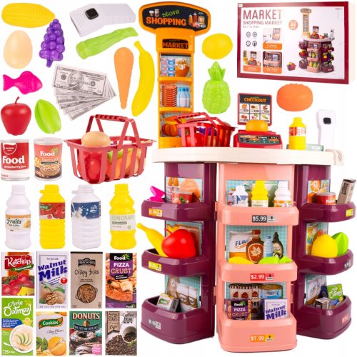 SHOP SUPERMARKTSTAND FÜR KINDER SPIELZEUGKASSEKORB + 44 ELEMENTE