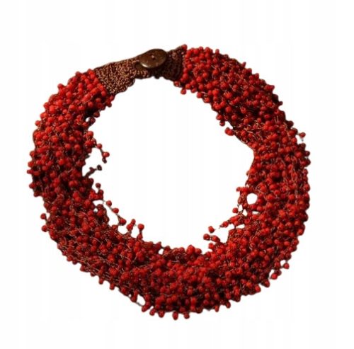  Häkelkette mit roten BOHO-Perlen