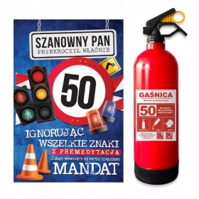    Feuerlöscher und Grußkarten-Set zum 50. Geburtstag für seinen Bruder