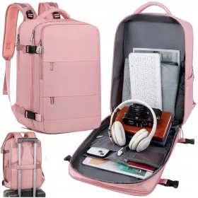   Moderner Reiserucksack für Damen - Handgepäck für Flugreisen Alogy Rosa 45x30x20cm