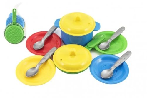  Teddybären Set mit bunten Plastikutensilien ab 12 m