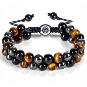  HERREN-PERLEN-STEIN-TIGERAUGE-ACHAT-ARMBAND