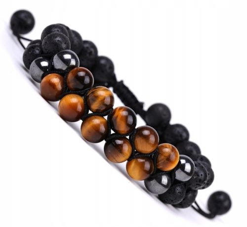  HERRENPERLEN STEIN TIGERAUGE ARMBAND VULKANISCHER LAVA