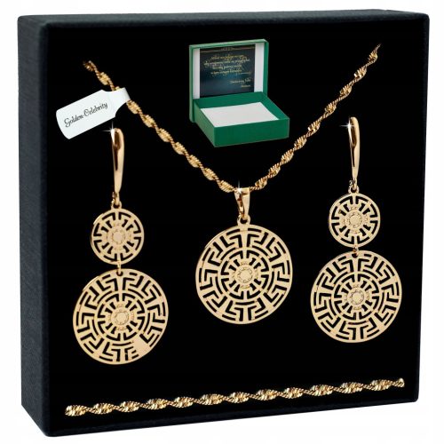  GOLDSCHMUCKSET CHIRURGENSTAHLKETTENANHÄNGER OHRRINGE 50CM