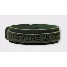  Doppeltes Lederarmband Grün UKRAINE 42cm