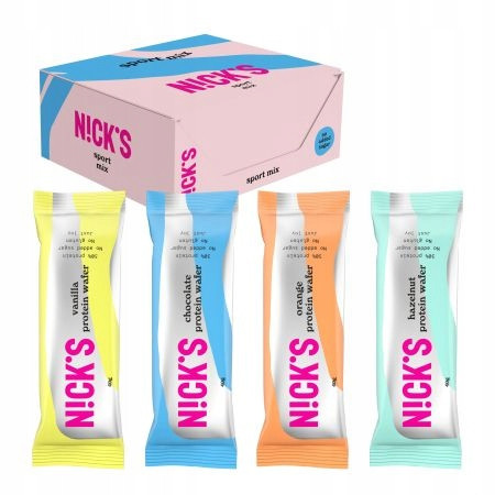 NICK'S Protein Waffeln Mix: Schokolade, Orange, Vanille, Haselnuss 9x40g