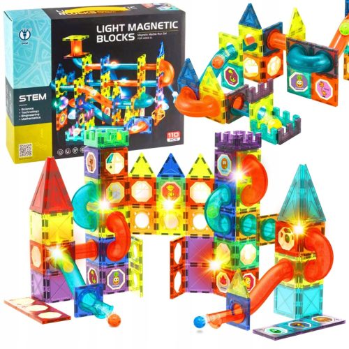  MAGNETISCHE KONSTRUKTIONS-PÄDAGOGISCHE BLÖCKE, PUZZLE, GLÜHENDE SPUR, 75-TLG