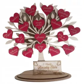    Stehender 3D-Geschenkbaum zum Hochzeitstag mit Ständer und gravierten Wünschen