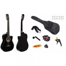    ELEKTROKLASSISCHE GITARRE 4/4 MONTANA CEQ SCHWARZ GLANZ + ZUBEHÖR - SET