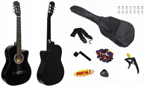  ELEKTROKLASSISCHE GITARRE 4/4 MONTANA CEQ SCHWARZ GLANZ + ZUBEHÖR - SET