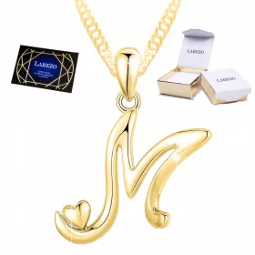    Goldkette Herzbuchstabe SILBER 925 Buchstabe M als Geschenk VERGOLDET 585