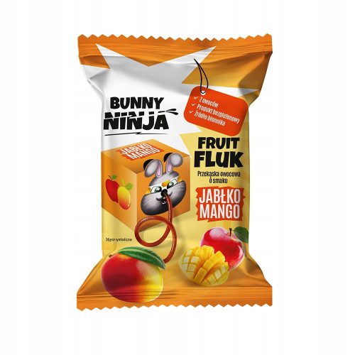 Bunny Ninja Fruit Fluk Apfel-Mango Geschmack - Fruchtiger Snack ohne Zucker, 16 Stück