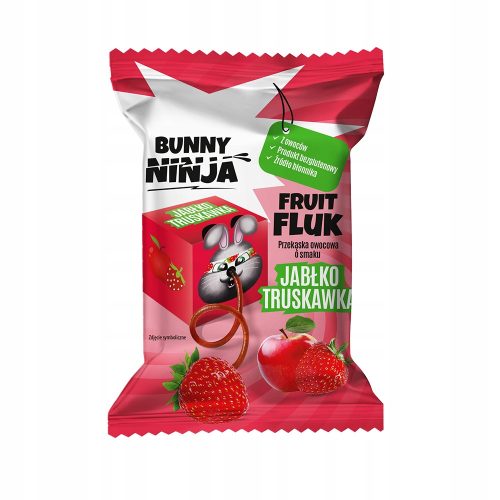 Bunny Ninja FRUIT FLUK - 16 Stück Apfel-Erdbeer Fruchtgummischnüre ohne Zuckerzusatz