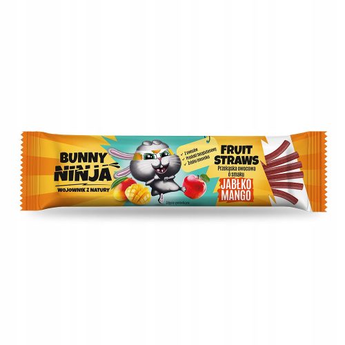 Bunny Ninja Fruit Straws Apfel-Mango Geschmack, 18 Stück