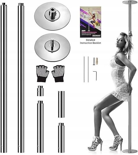  POLE DANCE ROHR FÜR TANZ, DREHBAR UND STATISCH EINSTELLBAR, SILBER