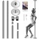  POLE DANCE ROHR FÜR TANZ, DREHBAR UND STATISCH EINSTELLBAR, SILBER