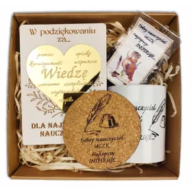    GESCHENKSET ZUM LEHRERTAG, BECHER, TEEKARTE FÜR LEHRER, BOX