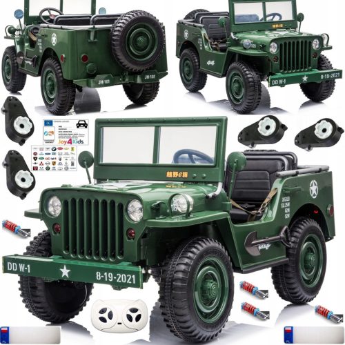  JEEP WILLYS 4X4-Antriebsauto mit 12V14AH-Batterie, EVA-Rädern, US-Militär