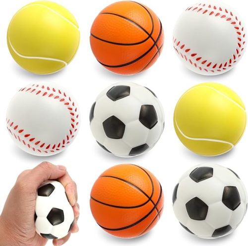  8X SCHAUM ANTI-STRESS BÄLLE FUSSBALL TENNIS BASKETBALL BASEBALL