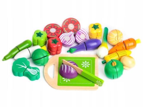  HOLZGEMÜSE ZUM SCHNEIDEN MIT KLETTMESSER XXL-SET GESCHENK FÜR EIN KIND