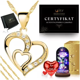   GOLDENE HERZ-HALSKETTE + EWIGE ROSEN-LED-GESCHENK ZUM 40. GEBURTSTAG EINER FRAU
