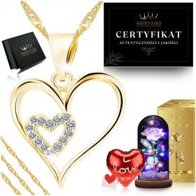    GOLD HERZ HALSKETTE EWIGE ROSE LED GESCHENK FÜR FRAU 1-99 GEBURTSTAG