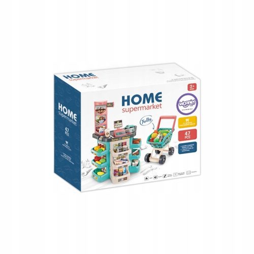  Kasse und Einkaufswagen im Woopie Home Supermarkt
