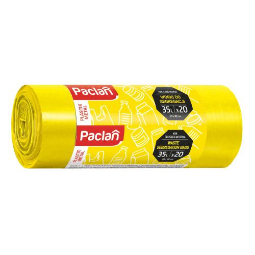  PACLAN Müllsäcke für Plastik. Müllsäcke zum Sortieren von Plastik, GELB, 35 l, 20 Stück.