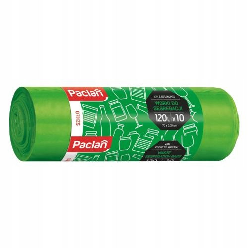  PACLAN Glasabfallsäcke Müllsäcke zur Glassortierung GRÜN 120 l, 10 Stk. 120 l 10 Stk.