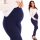  Nahtlose, hoch taillierte, blickdichte Umstandsleggings, elastisch, MARINEBLAU