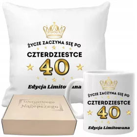    Geschenkset aus Kissen und Tasse zum 40. GEBURTSTAG in einer Box