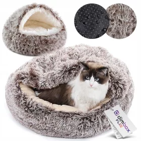    Plüschbett, flauschiges, weiches Kissen, 2-in-1-Haus für eine Katze/einen Hund