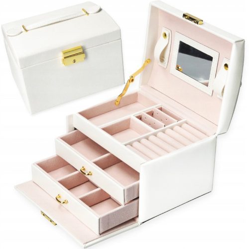  SCHMUCKKASTEN-KAPAZITÄT, ELEGANTE BOX MIT SPIEGEL, WEISS