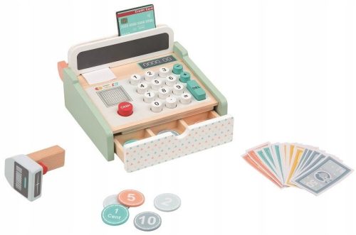  HÖLZERNER PASTELL-SHOP-KASSE-LELIN-SCANNER