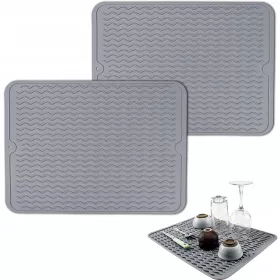  2 STÜCK SILIKONMATTE ZUM ABTROPFEN VON GESCHIRR 40 X 30 CM