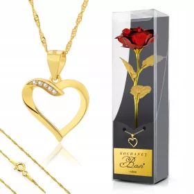    Halskette mit goldenem Herz und ewiger Rose, Geschenk für sie zum Geburtstag 18–99