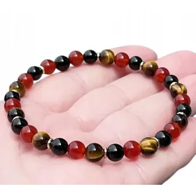    Armband mit dreifachem Schutz und Steinen, TURMALIN, KARNEL, TIGERAUGE
