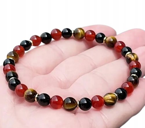  Armband mit dreifachem Schutz und Steinen, TURMALIN, KARNEL, TIGERAUGE