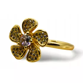  GOLDENER ANTI-STRESS-RING mit rotierender Blume