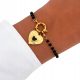  Armband mit Perlen, schwarz, Herzanhänger, Herz als Geschenk