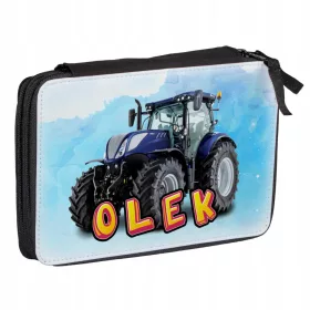    Großes Federmäppchen mit zwei Fächern – Blauer Traktor – Namen ändern.